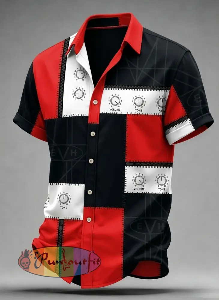 Men’s Retro VH Rock Band Art Short-Sleeve Shirts - Red · S