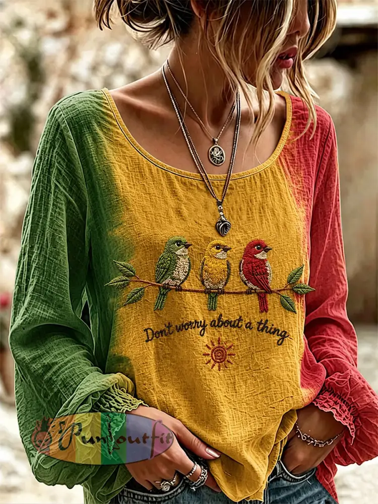 Women’s ’Every Little Thing Is Gonna Be Alright’ Printed Casual T-Shirt - As picture · S