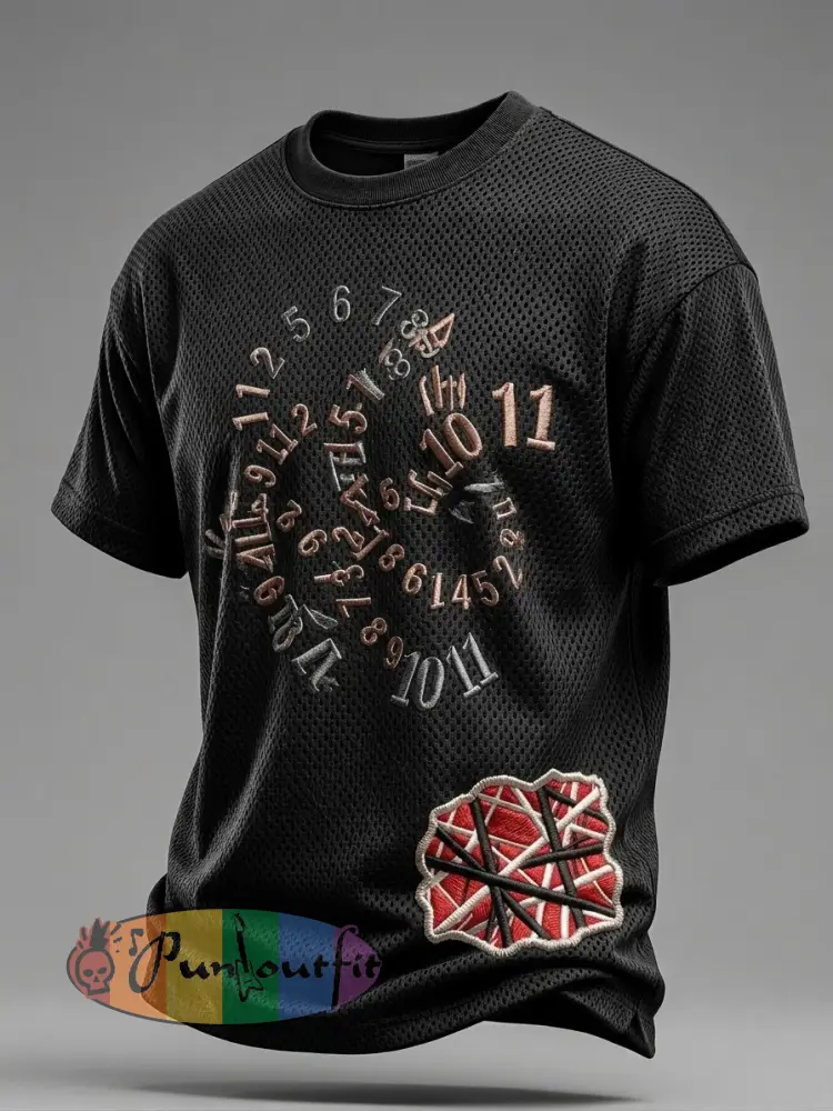 Men’s Vintage VH Guitar Line Illustration Abstract Print Short-Sleeve T-Shirt - Black · S