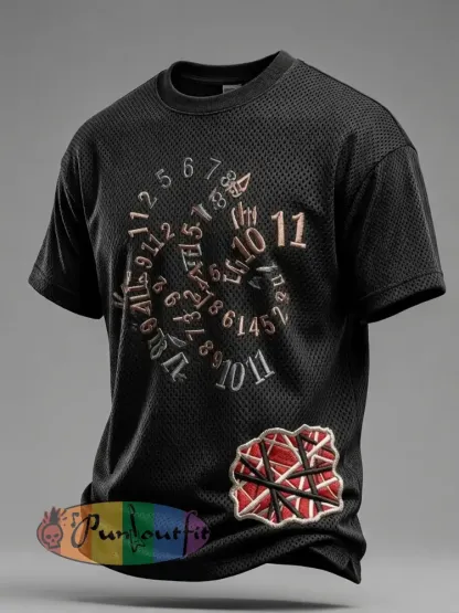 Men’s Vintage VH Guitar Line Illustration Abstract Print Short-Sleeve T-Shirt - Black · S