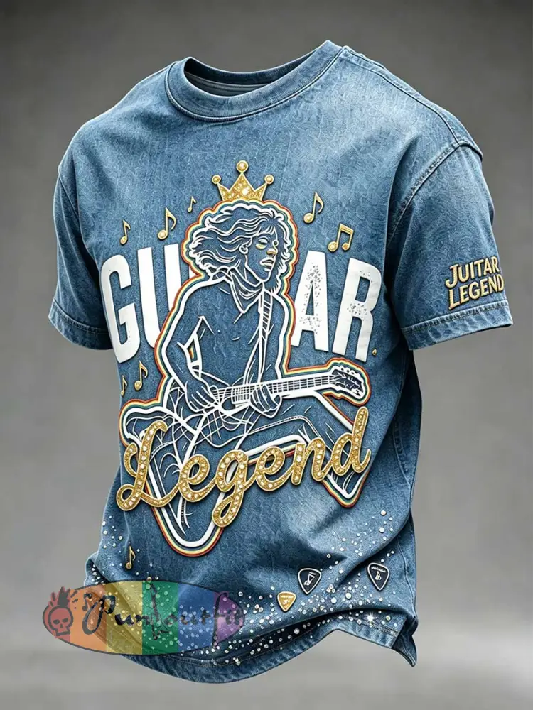 Men’s Retro ’JUITAR LEGEND’ Printed T-Shirt - As picture · S