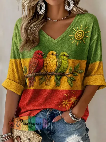 Women’s ’Every Little Thing Is Gonna Be Alright’ Printed Casual T-Shirt - As picture · S