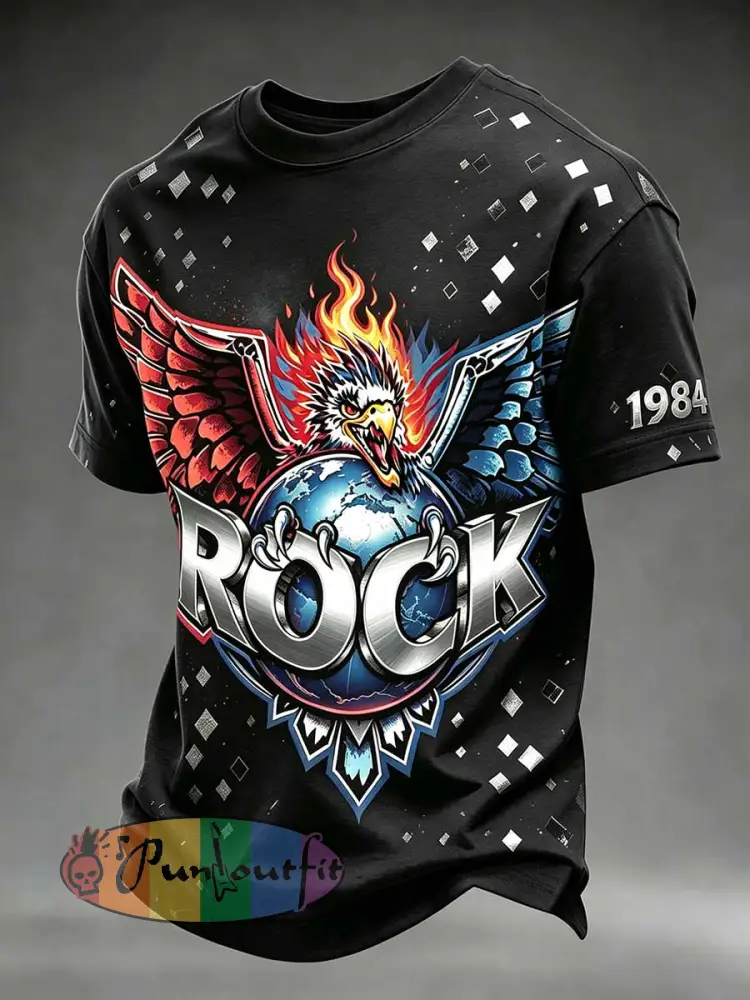 Men’s Vintage Rock Heavy Metal Band Print T-Shirt - As picture · M