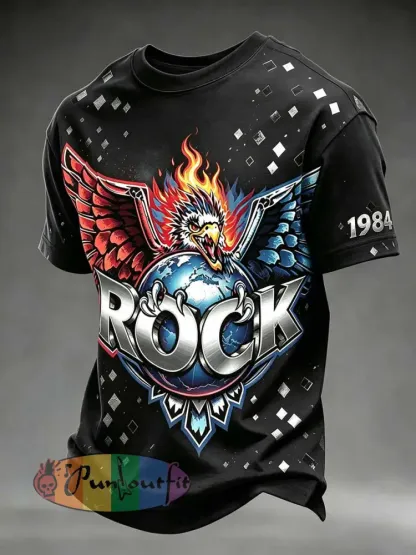 Men’s Vintage Rock Heavy Metal Band Print T-Shirt - As picture · M