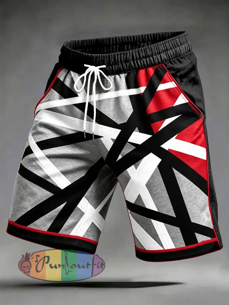 Men’s Vintage Rock Band Graphic Print Shorts - As picture · S