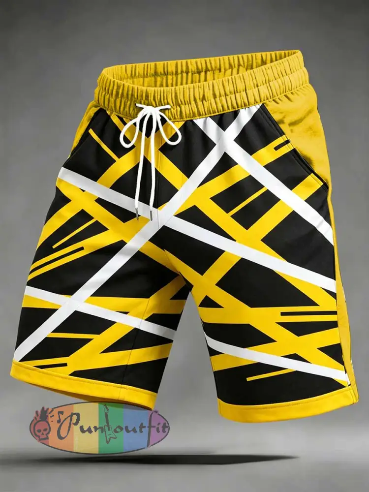 Men’s Vintage Rock Band Graphic Print Shorts - As picture · S