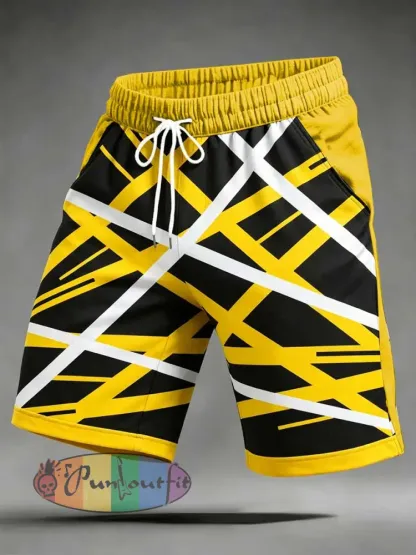 Men’s Vintage Rock Band Graphic Print Shorts - As picture · S