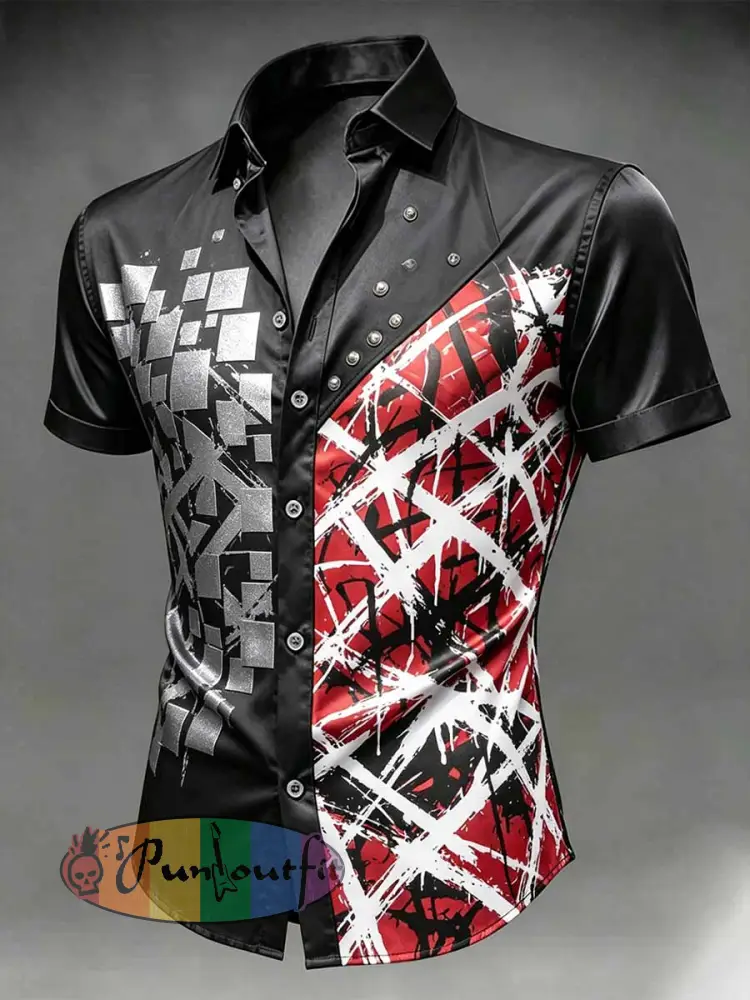 Men’s Vintage Rock Band Graphic Print Shirt - As picture · S