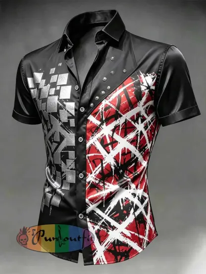 Men’s Vintage Rock Band Graphic Print Shirt - As picture · S