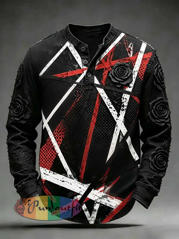 Men’s Vintage Punk Rock Pattern Printed Sweatshirt - As picture · S