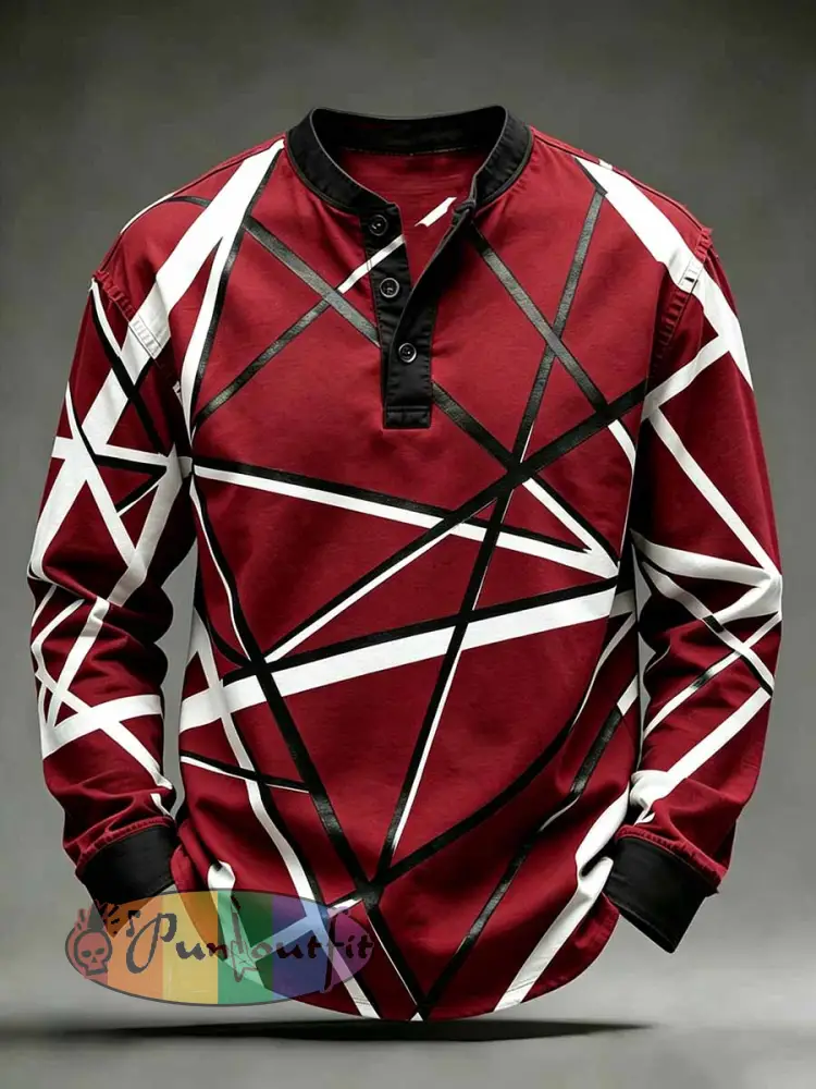 Men’s Vintage Punk Rock Pattern Printed Sweatshirt - As picture · S