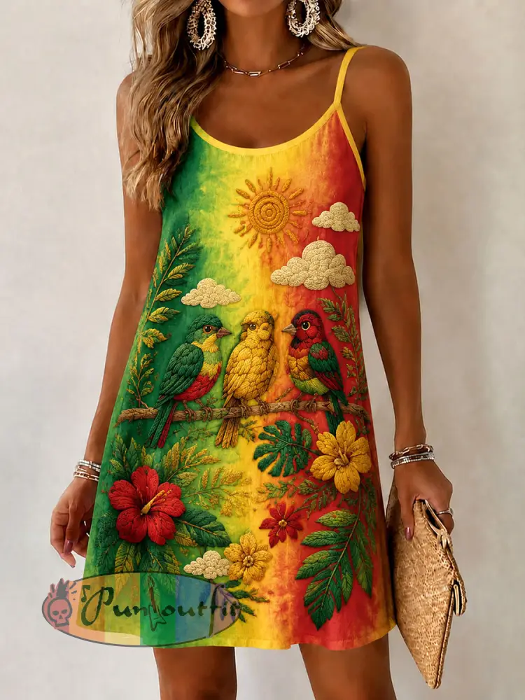 Women’s ’Every Little Thing Is Gonna Be Alright’ Casual Printed Dress - As picture · S