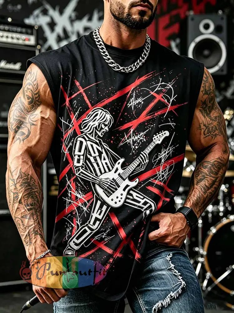 Men’s Rock Band VH Art Print Tank Top - As picture · S