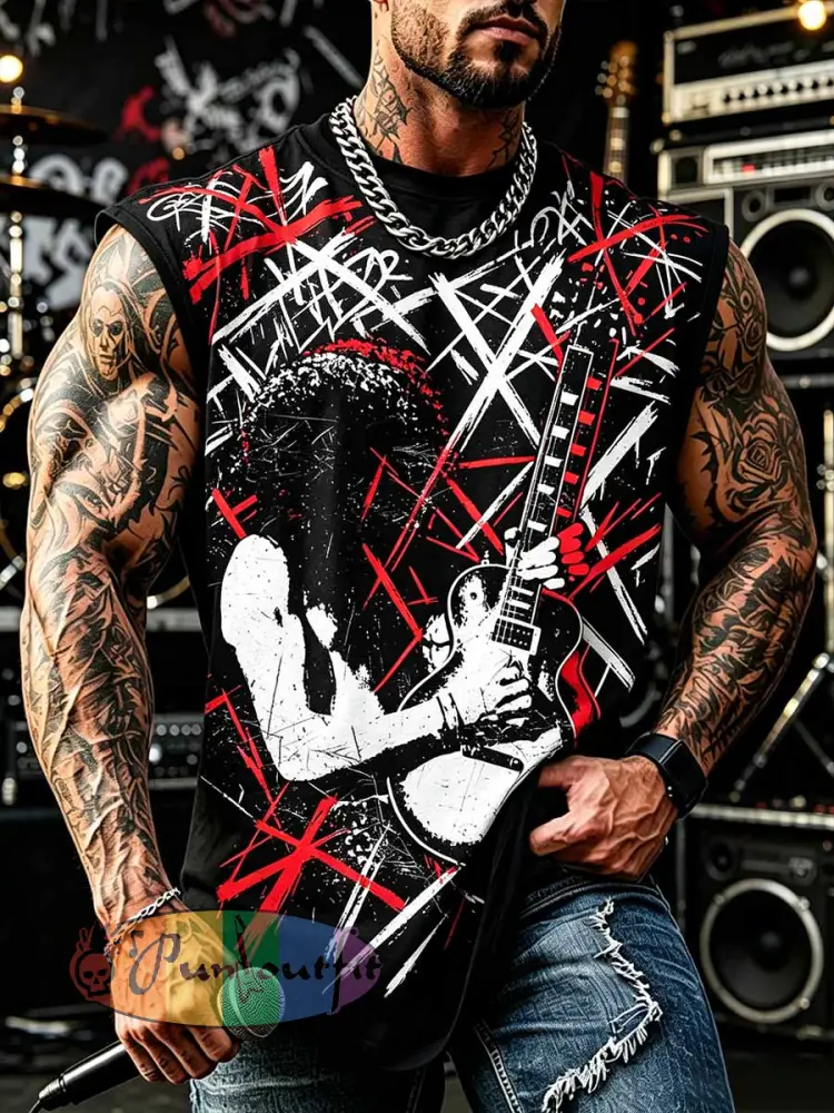 Men’s Rock Band VH Art Print Tank Top - As picture · S