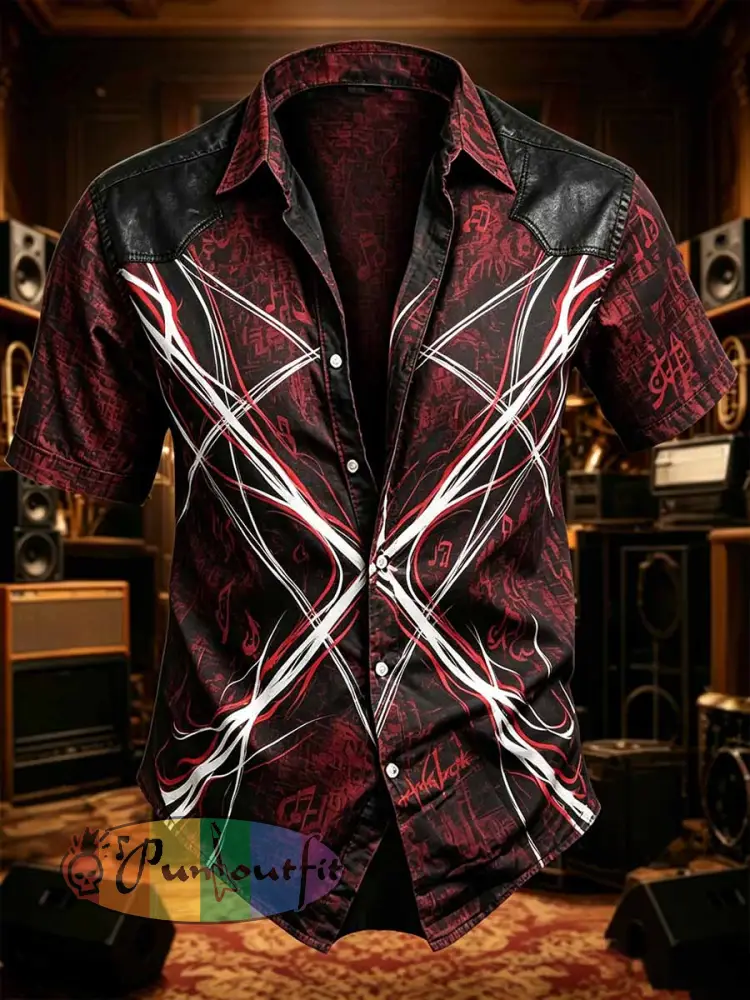 Men’s Fashion Rock VH Pattern Printed Shirt - As picture · M