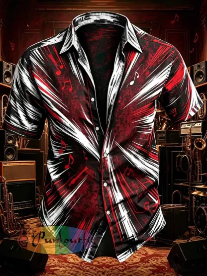 Men’s Fashion Rock VH Pattern Printed Shirt - As picture · M