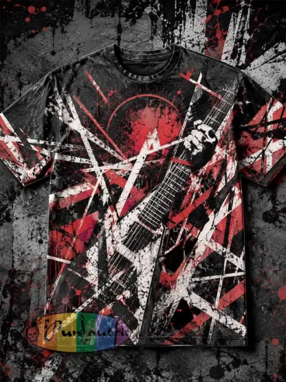 Men’s Vintage Van Halen Print Casual T-Shirt - As picture · S