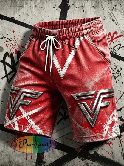 Men’s Vintage Van Halen Print Casual Pants - As picture · S