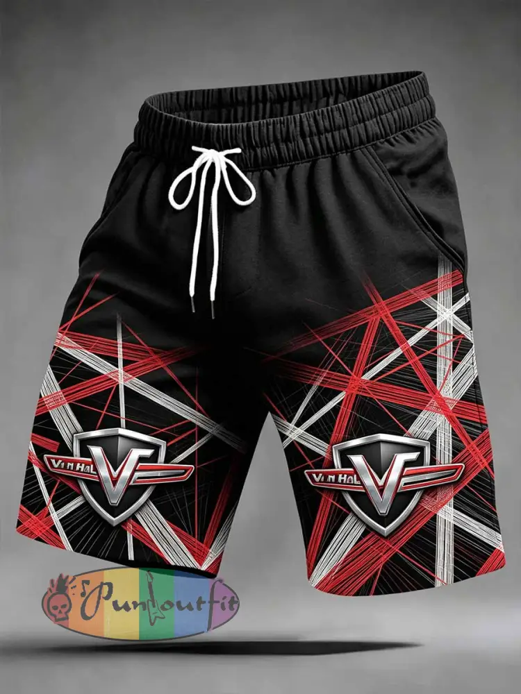 Men’s Vintage Van Halen Print Casual Pants - As picture · S