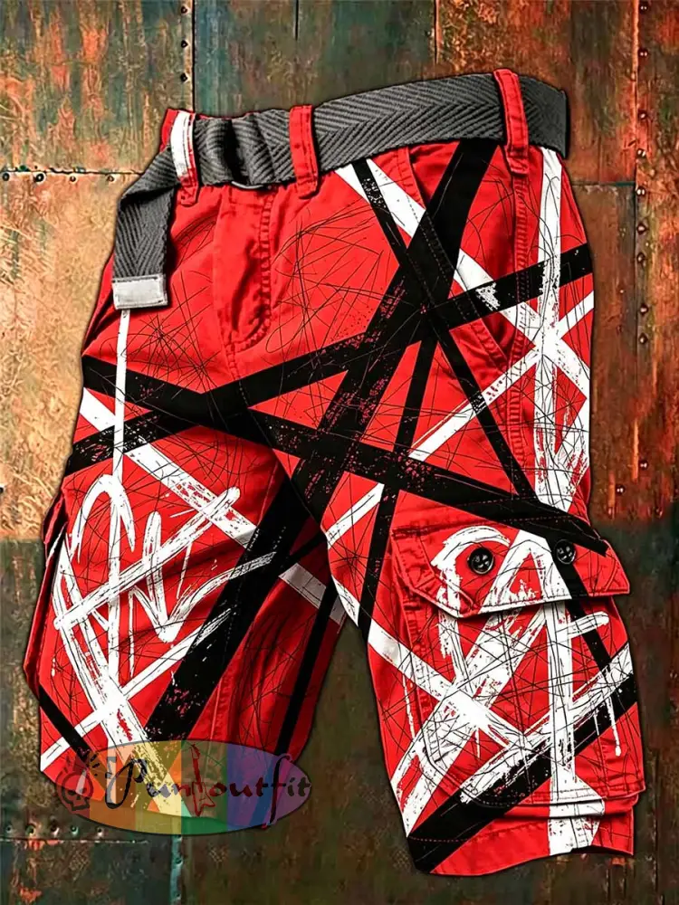 Men’s Vintage Van Halen Print Casual Pants - As picture · S