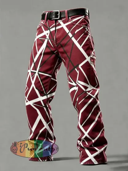 Men’s Vintage Van Halen Print Casual Pants - As picture · S