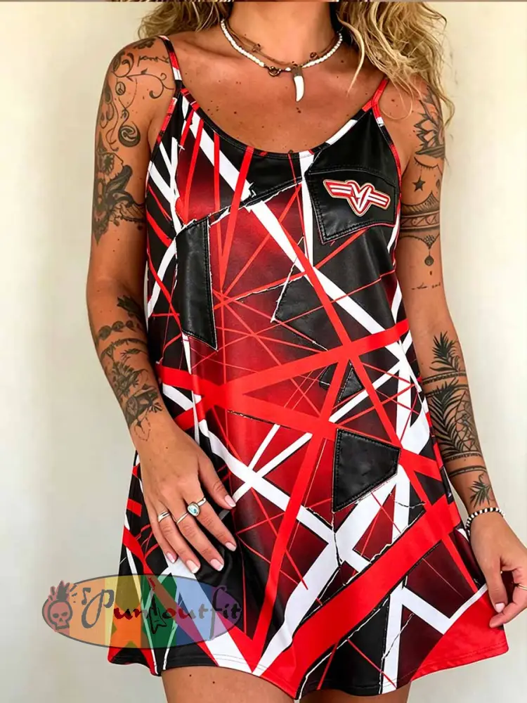 Women’s Rock Band VH Art Print Slip Dress - As picture · S