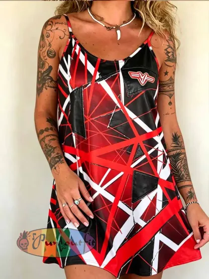 Women’s Rock Band VH Art Print Slip Dress - As picture · S