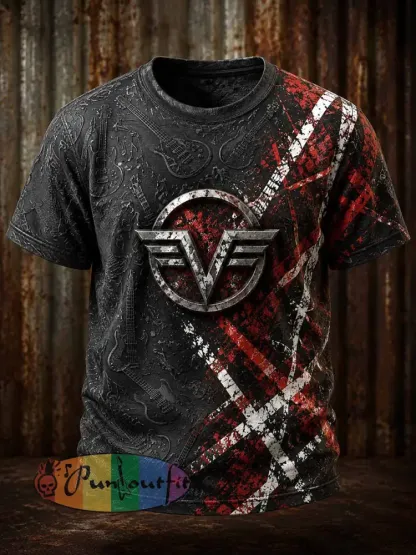 Men’s Vintage Van Halen Print Casual T-shirt - As picture · S