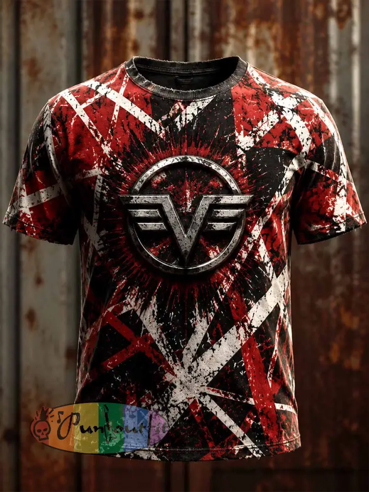 Men’s Vintage Van Halen Print Casual T-shirt - As picture · S