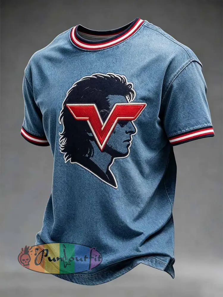 Men’s Vintage Van Halen Print Casual T-shirt - As picture · S