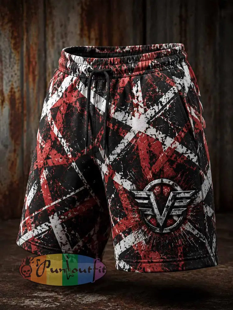 Men’s Vintage Van Halen Print Casual Pants - As picture · S