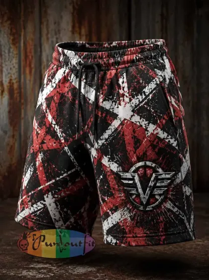 Men’s Vintage Van Halen Print Casual Pants - As picture · S