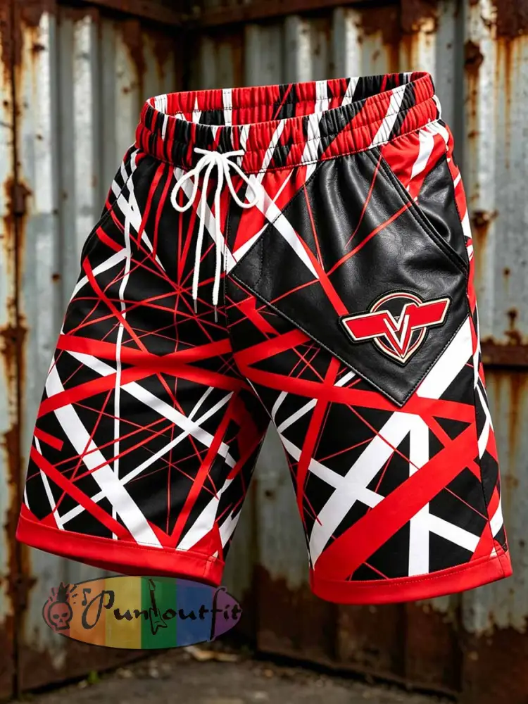 Men’s Vintage Van Halen Print Casual Pants - As picture · S