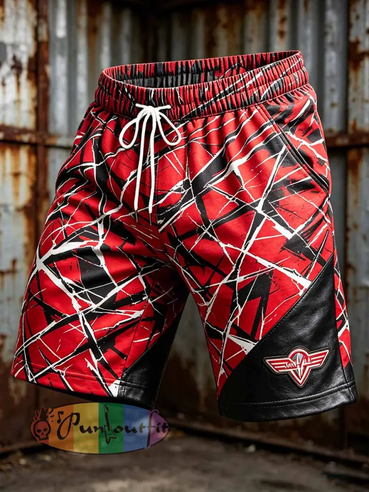 Men’s Vintage Van Halen Print Casual Pants - As picture · S