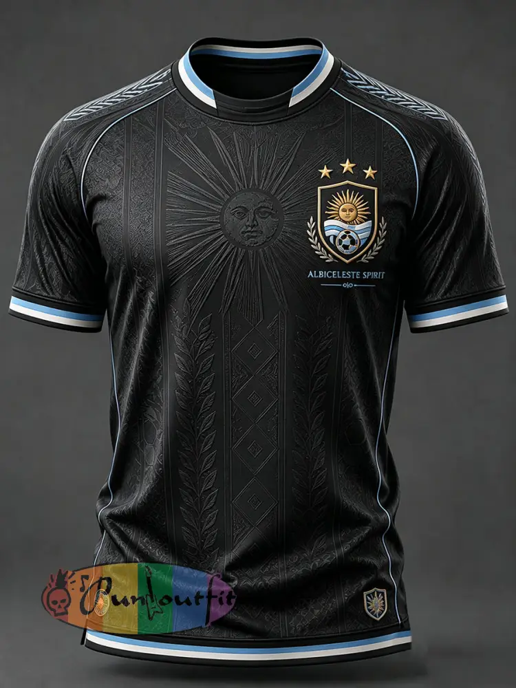 Men’s Argentina Football Short Sleeve T-shirt - Black · S