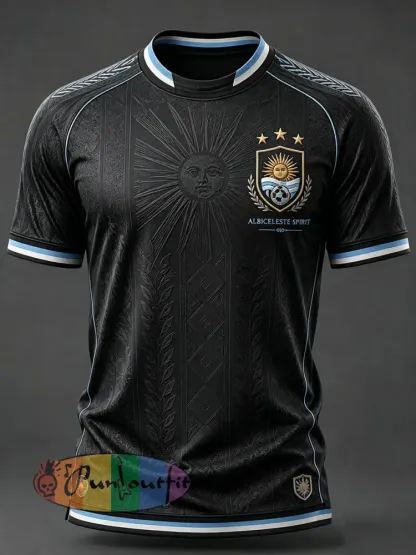 Men’s Argentina Football Short Sleeve T-shirt - Black · S