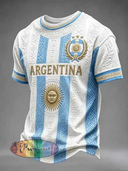 Men’s Argentina Football Short Sleeve T-shirt - Light Blue · S