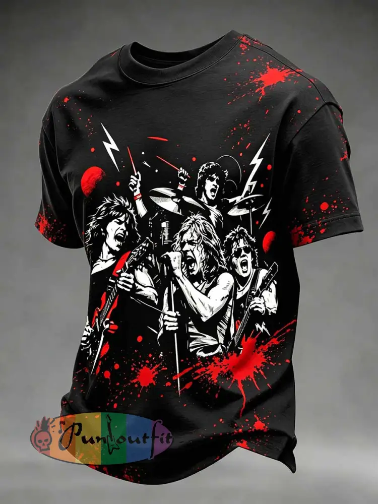 Men’s Rock Band VH Printed T-Shirt - As picture · S