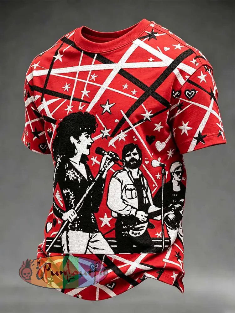 Men’s Rock Band VH Printed T-Shirt - As picture · S