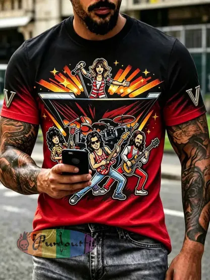 Men’s Rock Band VH Printed T-Shirt - As picture · S