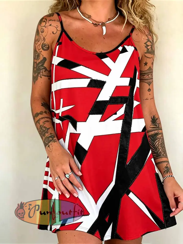 Women’s Rock Band VH Art Print Slip Dress - As picture · S