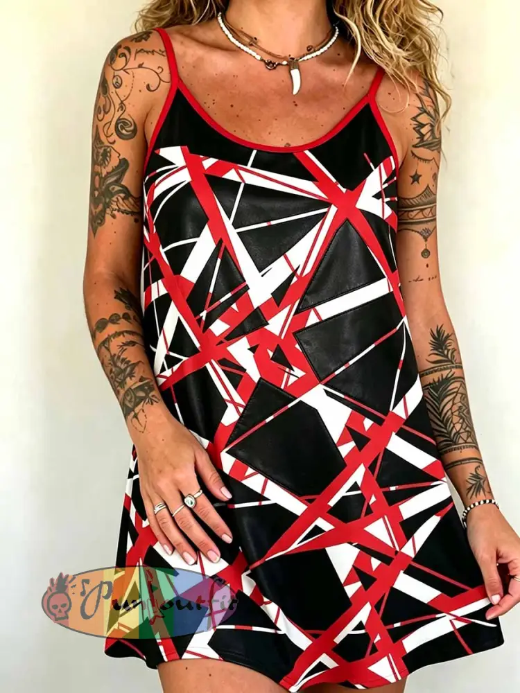 Women’s Rock Band VH Art Print Slip Dress - As picture · S