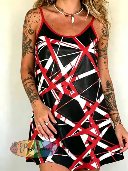 Women’s Rock Band VH Art Print Slip Dress - As picture · S