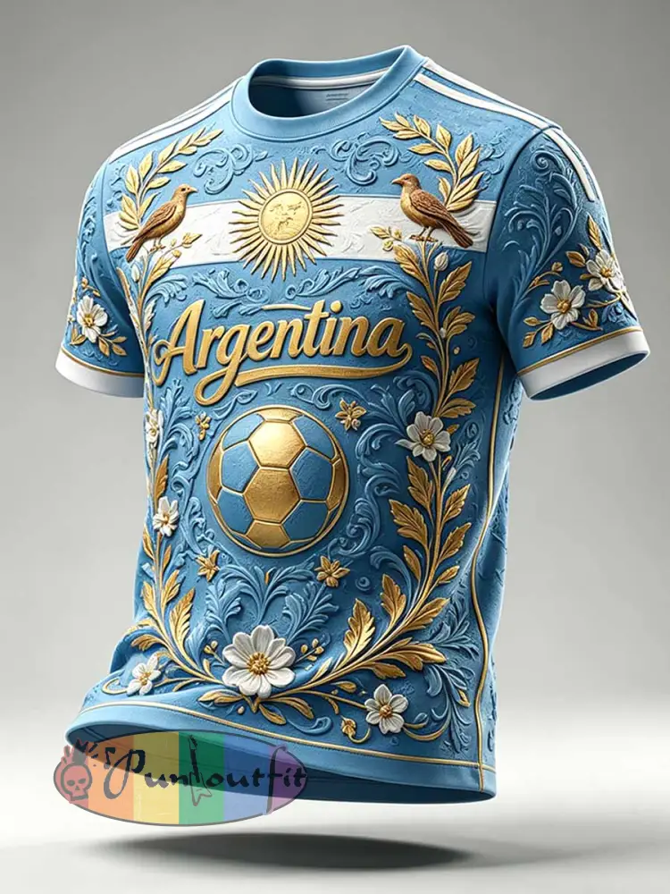 Men’s Fashion Argentine Football Print T-Shirt - As picture · S