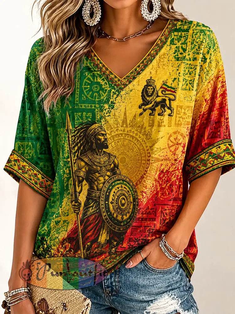 Women’s Reggae Print Casual T-Shirt - As picture · S