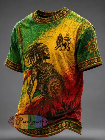 Men’s Reggae Print Casual T-Shirt - As picture · S
