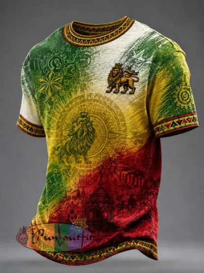 Men’s Reggae Print Casual T-Shirt - As picture · S
