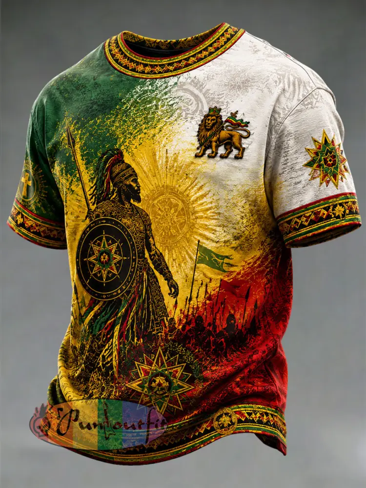 Men’s Reggae Print Casual T-Shirt - As picture · S