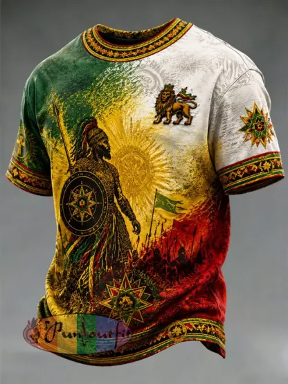 Men’s Reggae Print Casual T-Shirt - As picture · S