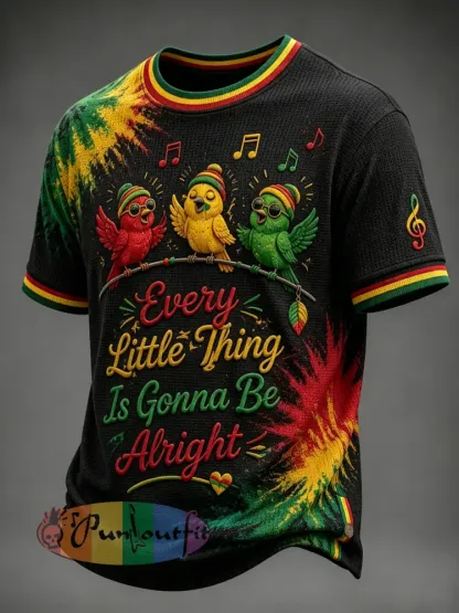 Vintage Reggae T-Shirt with Tie-Dye and Waffle Weave for Fans - As picture · S